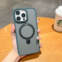 Allytech Magnetic Case for iPhone 15 Pro Max, Slim Fit With Ring Holder Stand Translucent Wireless Charging Anti-Scratch Bumper Drop Protection Phone Case Cover for Apple iPhoen 15 Pro Max - Green