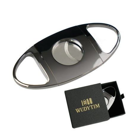 Stainless Steel Cigar Cutter with Gift Box,Double Blade for a Precise Perfect Cut(Gunmetal)