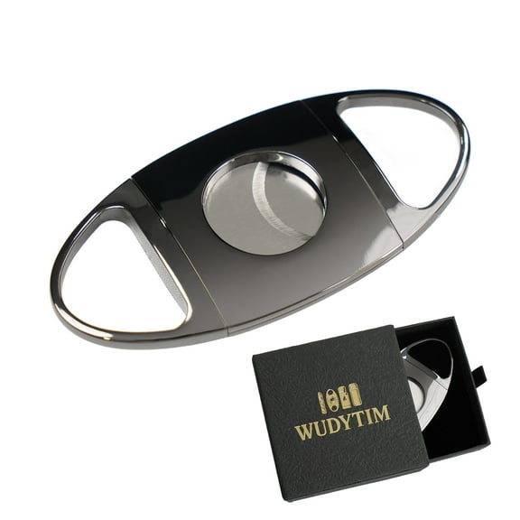 Stainless Steel Cigar Cutter with Gift Box,Double Blade for a Precise Perfect Cut(Gunmetal)