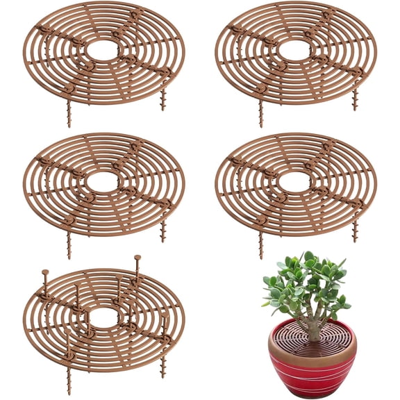 5 Pack Plant Pot Grid,Plant Pot Cover,Cuttable Flower Pot Soil Cover Protectors with Deep Stakes,Dogs,Cats Digging Stopper,Plant Grid Pot Cover,20cm/7.8in Diameter