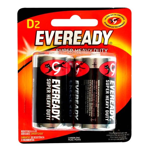 Pilas Eveready Super Heavy Duty D 2 Piezas