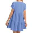thumbnail image 4 of Summer Women V Neck Flowy Babydoll Dresses Short Sleeve Swing Shift Loose Casual Mini Dress, 4 of 5