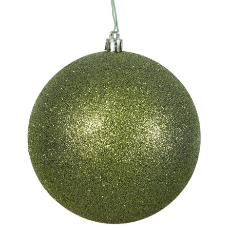 Vickerman 4.75" Olive Glitter Ball Ornament, 4 per Bag