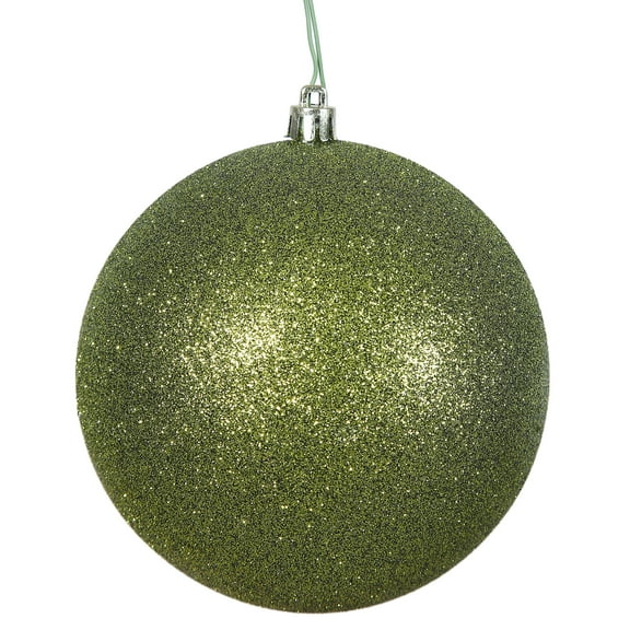 Vickerman 4.75" Olive Glitter Ball Ornament, 4 per Bag