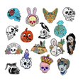 thumbnail image 1 of 16 broches de esqueleto TANGJMXG para Halloween forma de calavera punk 4*2,7 cm, 1 of 5