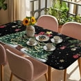 thumbnail image 3 of Black Christmas Table Cloths for 3 Foot Rectangle Tables, Xmas Christmas Tree Snowflake Patio Waterproof Elastic Fitted Tablecloths, Washable Rectangular Table Cover for Camping, 3 of 8