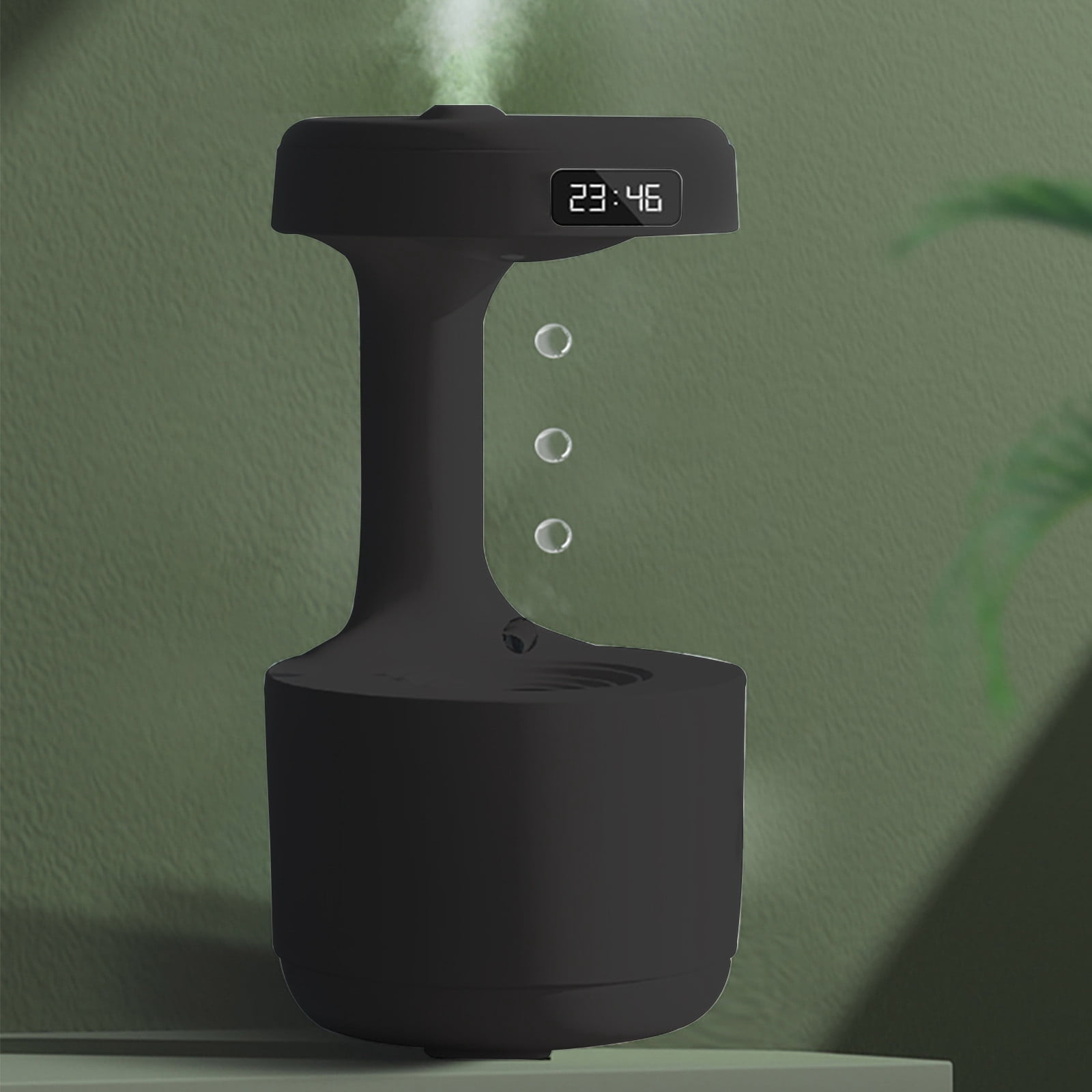 Iumwxz Anti Gravity Water Droplet Humidifier with 800ml Tank, 8 Hour Timer, LED Display & Double Shutdown Protection, USB Desktop Fog Humidifier for Bedroom Office Air Moisturizing