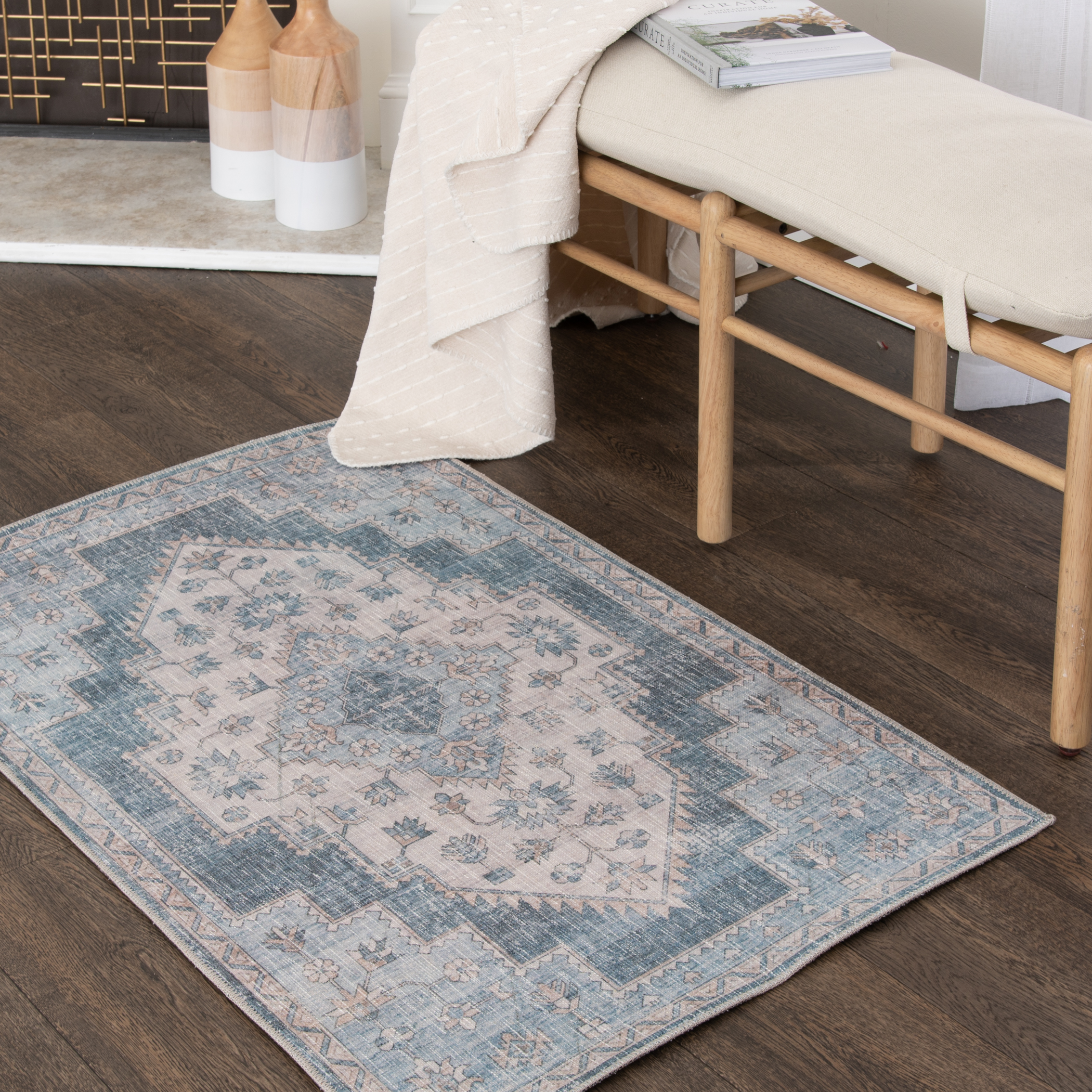Better Homes & Gardens Blue Persian Medallion Indoor Accent Rug, 30"x46"