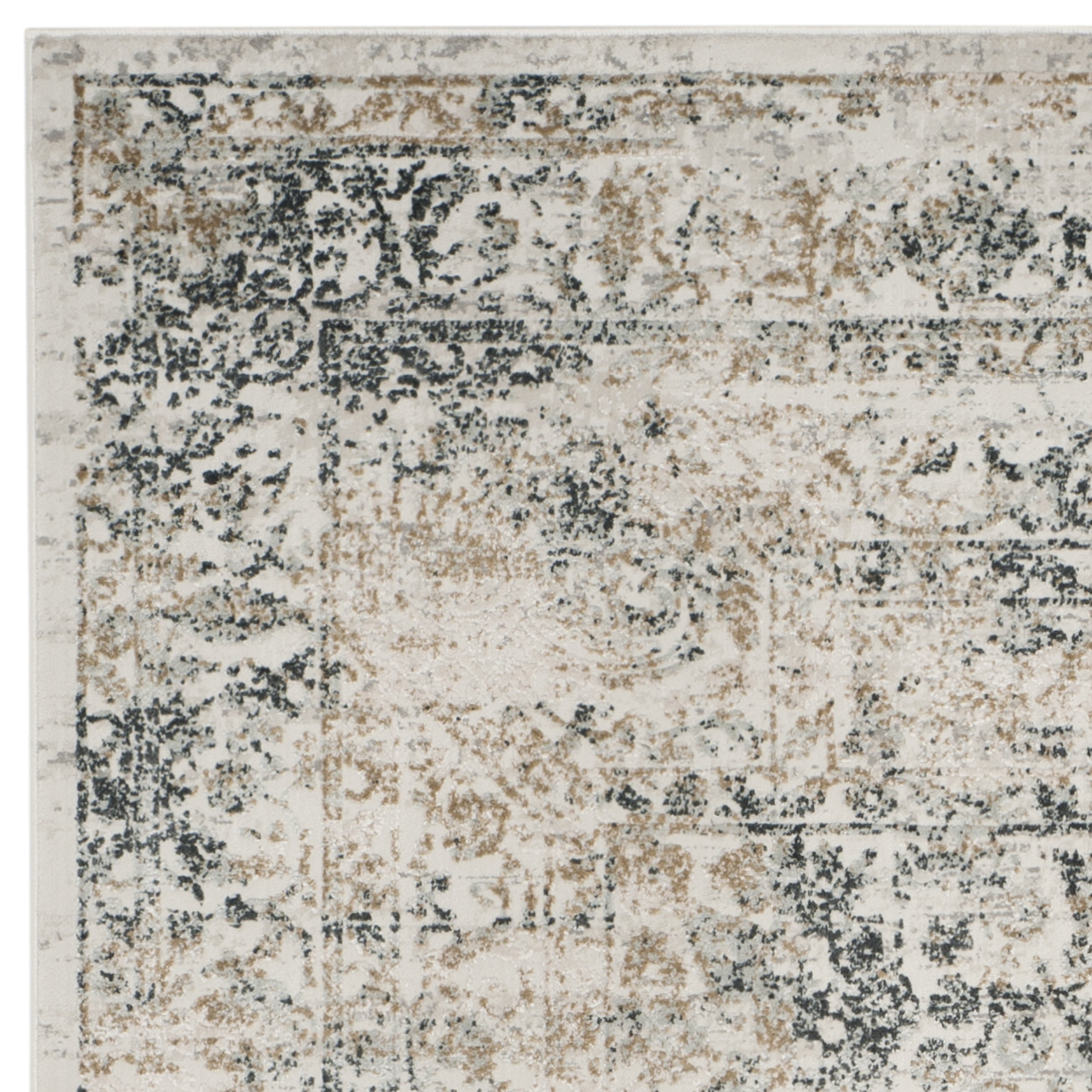 SAFAVIEH Princeton Tennyson Overdyed Floral Area Rug, Silver/Anthracite, 5'1" x 7'6"