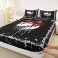 thumbnail image 5 of Erosebridal Red Bow Baseball Queen Sheet Sets, Sport Bed Set for Girls and Boys, 4 Pieces, 1 Flat Sheet, 1 Fitted Sheet and 2 Pillowcases, 5 of 6
