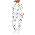 thumbnail image 5 of Fall Sets Women 2 Piece Outfits Lightweight Elastic Waist Joggers Matching Long Sleeve Hoodies Polka Dot Cute Y2k Fashion Tracksuits with Pockets White XL, 5 of 5