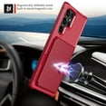thumbnail image 4 of Wallet Case for Samsung Galaxy S23 Ultra Multifunctional Design Back Case, Rugged PC Luxury PU Leather Magnetic Car Mount Cover with Card Slots Holder Shockproof Lens Protective Case,Red, 4 of 7