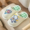 thumbnail image 2 of Hpapadks Kids Slippers Fall Winter Male Life Non Short Warm Comfortable Cute Astronaut Pattern Girl Shoes White, 2 of 5