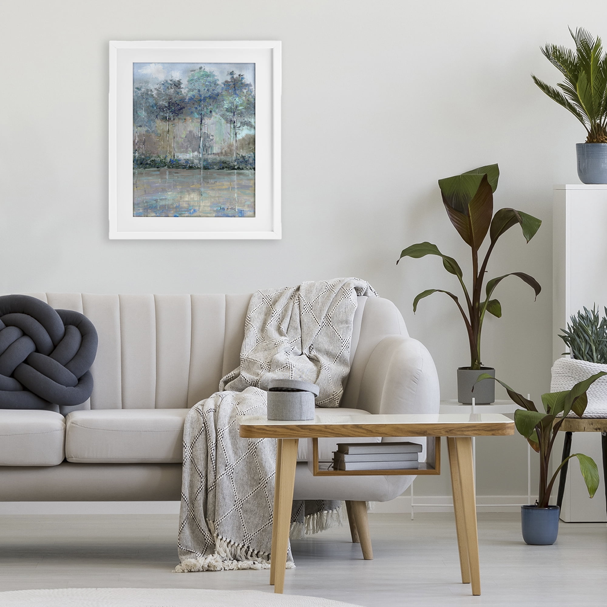 Stupell Industries Subdued Expression of Trees White Framed Print Under Glass, design by Sally Swatland