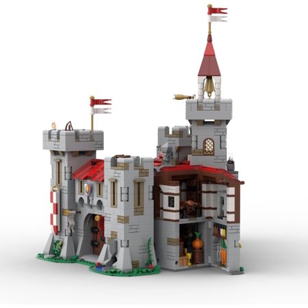 Medieval Riverside Royal Knight Castle Building Kit, Modular Street Scene Series Building Blocks Set (2580PCS+)