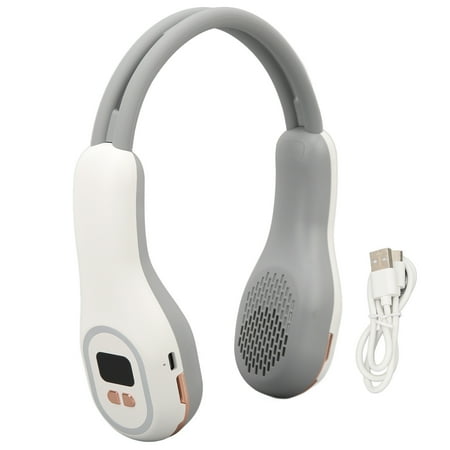 

Big sale Hanging Neck Fan Bladeless Size Adjustable Power Display Portable Hands Free Fan with 7 Color Light White DC5V 2A