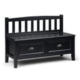 thumbnail image 3 of WyndenHall  Portland SOLID WOOD 42 inch Wide Transitional Entryway Storage Bench with Drawers - 42 Inches wide Black Painted, 3 of 5