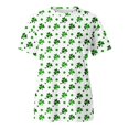 thumbnail image 4 of Pxiakgy Vente Chaude! T-Shirt Trèfle de la Saint-Patrick pour Femmes Chanceux Irlandais Manches Courtes T-Shirt Graphique Trèfle Imprimé Manches Courtes Col Rond Vert Armée TTG, 4 of 5