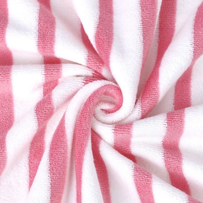 JML Large Stripe Bath Towel Set 4 Pack, 30"x60", Stripe Pink & Coffee, 400GSM, Soft, Absorbent, Microfiber Towel Quick Drying, Lint-free, No Fading