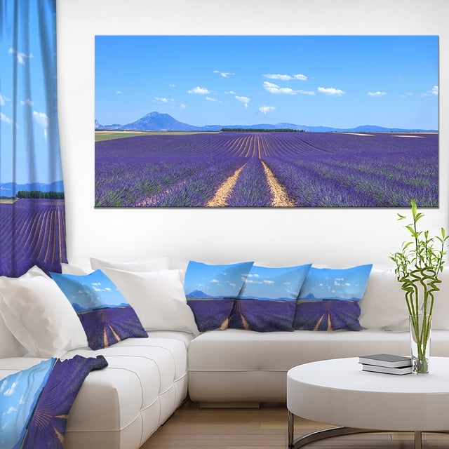 Lavender Blooming Fields and Trees - Oversized Landscape Wall Art Print