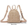 thumbnail image 3 of Womens Straw Backpack Fashion Casual Faux Pearl Travel Backpack Small Backpack, 3 of 10