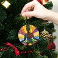 thumbnail image 6 of Funny Christmas Ornament,Black Woman Meditating In Lotus Position,Xmas Round Ceramic Pendant, 6 of 6