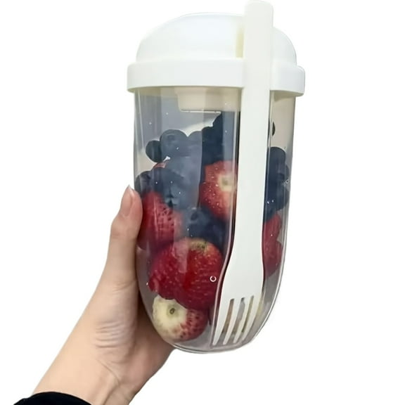 salad cup, salad shaker, plastic healthy salad container (with fork), salad dressing rack, picnic lunch breakfast salad cup, kitchen supplies, kitchen gadgets, back-to-school supplies 1000ml