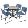 Regency 5-Piece 42" Square Table with Black Post Legs with 4 Stackable Chairs
