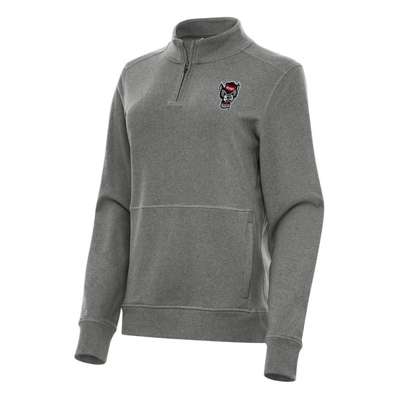 Women's Antigua Heather Charcoal NC State Wolfpack Crush Quarter-Zip Fleece Sweatshirt