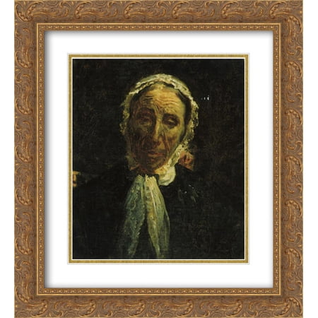 Nikolai Ge 2x Matted 20x22 Gold Ornate Framed Art Print 'Portrait of?M.P.Svet'