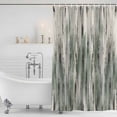thumbnail image 2 of Polyester Fabric Sage Green Vintage Shower Curtain, Stripes Painting Retro Abstract Art Waterproof Bathtub Curtain Bathroom Decor Set with Hooks 36 x 72 Inches, 2 of 6