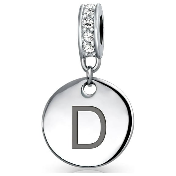 Bling Jewelry Womens A-Z Monogram Crystal Accent Initial Alphabet Bead Charm