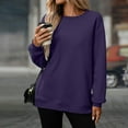thumbnail image 6 of UPPADA Womens Oversized Sweatshirts Crewneck Long Sleeve Pullover Tops Solid Color Dressy Tunics Fall Fashion Clothes with Pocket Purple,S, 6 of 9