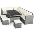 Gymax 7PCS Outdoor Furniture Rattan Patio Sectional Couch Set w/ White