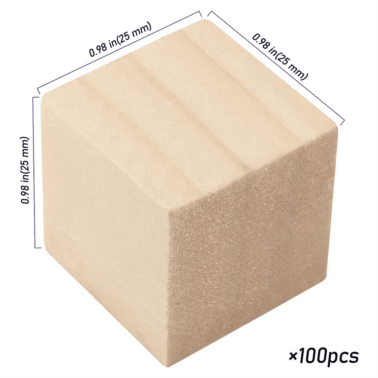 Wooden Cubes, 200 Pieces Natural Square Wooden Blocks Unfinished Craft Wooden Squares