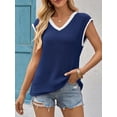 thumbnail image 2 of Chaleco tipo suéter Imily Bela Summer 2025 con cuello en V para mujer, azul marino, 2 of 7