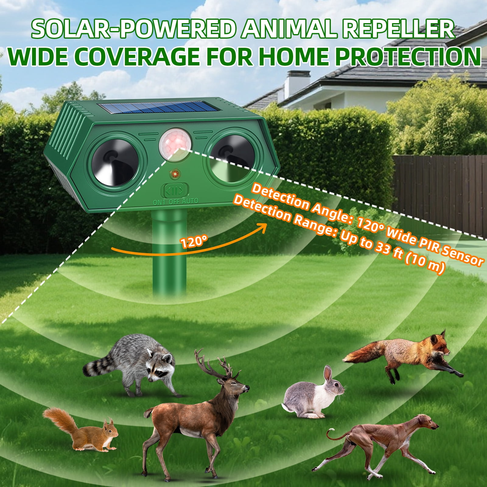 JahyElec Solar Ultrasonic Animal Repellent,4 Pack Cat Repeller Outdoor Deer Deterrent Devices with Motion Sensor to Raccoon Rabbit Dog Skunk with lP44 Waterproof for Yard Garden