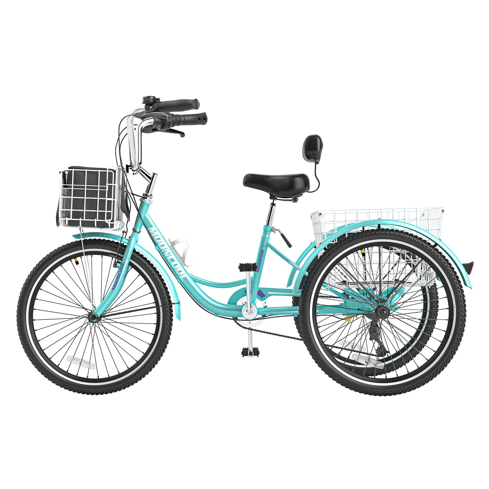 Mooncool Adult Tricycle 20/24/26 inch 7 Speed, Three Wheel Bicycle for Adult, Trike Cruiser W/ Tools & Big Basket for Exercise Shopping Picnic Outdoor Activities
