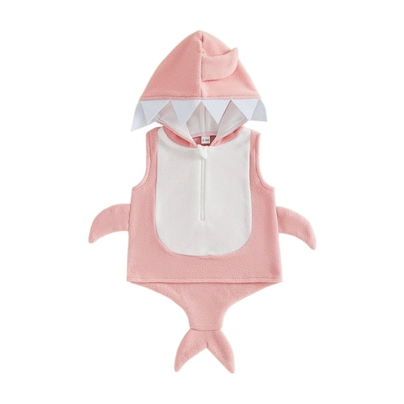 REDARER Kids Shark Sleeveless Hooded Vest with Shark Fin Tail HalfâZip Closure Animal Cosplay Outfit for Halloween Party Role Play DressâUp,18-24 Months
