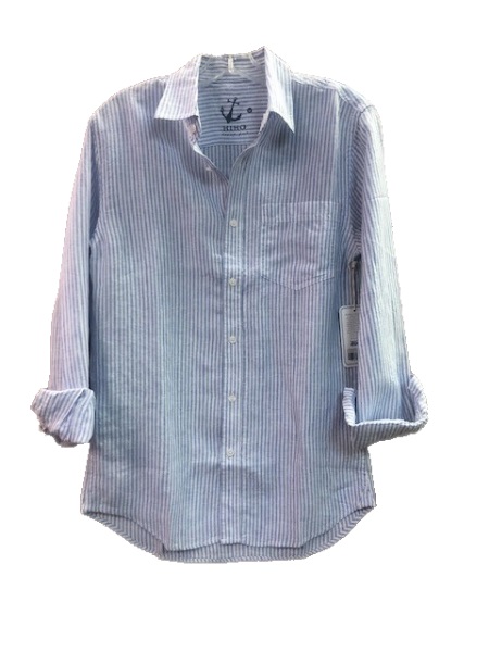HiHo Men's 100% Linen Blue Hydrangea 