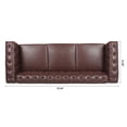 thumbnail image 6 of Chesterfield 3 Seaters Faux Leather Sofa, Upholstered Button Tufted Couch with Nailhead Trim Square Arms Removable Cushions and Solid Wood Legs, for Living Room Office Apartment, 6 of 16