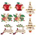 thumbnail image 1 of Christmas Napkin Ring Set Of 8 Metal Christmas Tree Deer Napkin Rings Holders Rhinestone Napkin Buckles for Holiday, 1 of 7