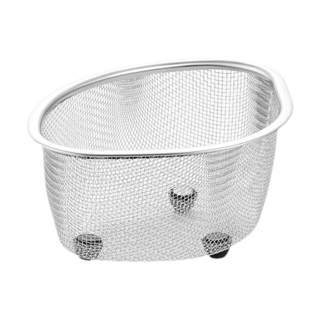 Cesta de malla para fregadero, escurridor, ahorra espacio, acero inoxidable, fácil de limpiar, para alimentos pequeño
