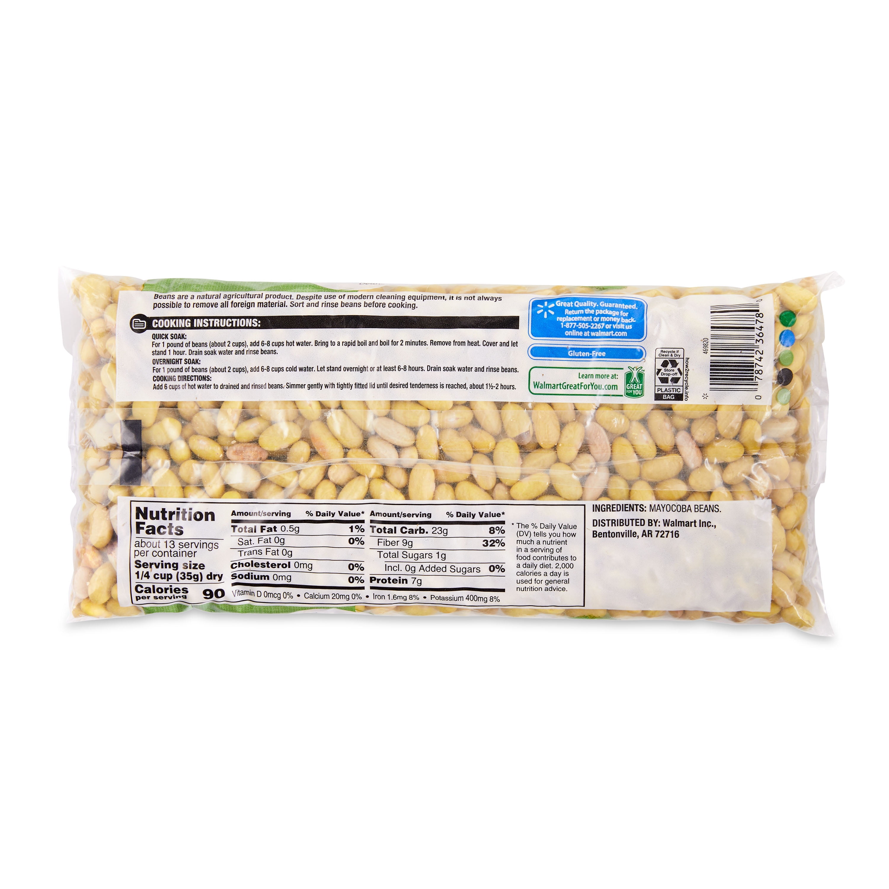 (4 pack) Great Value Mayocoba Beans, 16 oz