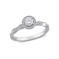 1/2 Carat (Ctw H-I, I2-I3) Diamond Twist Halo Engagement Ring in 10K White Gold for Women