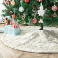 thumbnail image 1 of Falda para árbol de Navidad, alfombra de piel sintética con bordado de copo de nieve, decoración para árbol de Navidad, color dorado, 90cm, 1 of 5