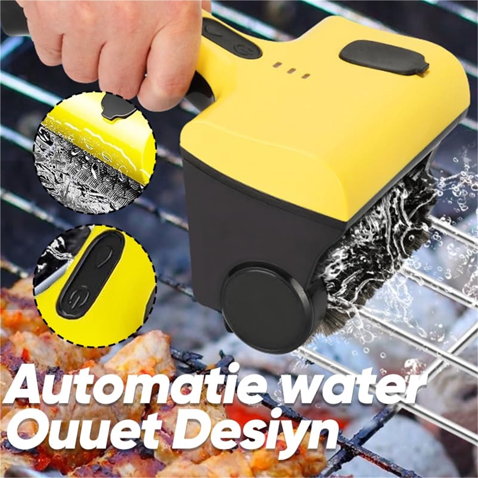 Electric Grill Cleaner, Cordless BBQ Brush Robot with 360° Rotating Bristles, Rechargeable Automatic Grill Cleaning Tool for Outdoor Grills & Barbecue Lovers