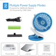 thumbnail image 2 of Matsuzay Mini ventilador portátil de 360 ​​° con clip USB recargable en el escritorio, enfriador de viaje, azul y negro Electrodomésticos Azul Matsuzay HA023943-02, 2 of 4