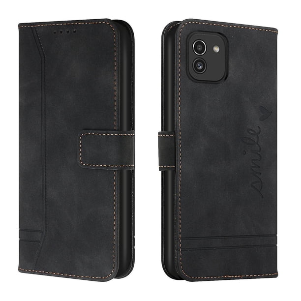 Funda con tapa estilo vintage para Samsung A03 164, ranura para múltiples tarjetas, protección total, estilo retro, material PU+TPU