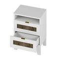 thumbnail image 6 of 2-Drawer Farmhouse Wooden Nightstand with Wooden Strip Decoration and Metal Handle, 6 of 11